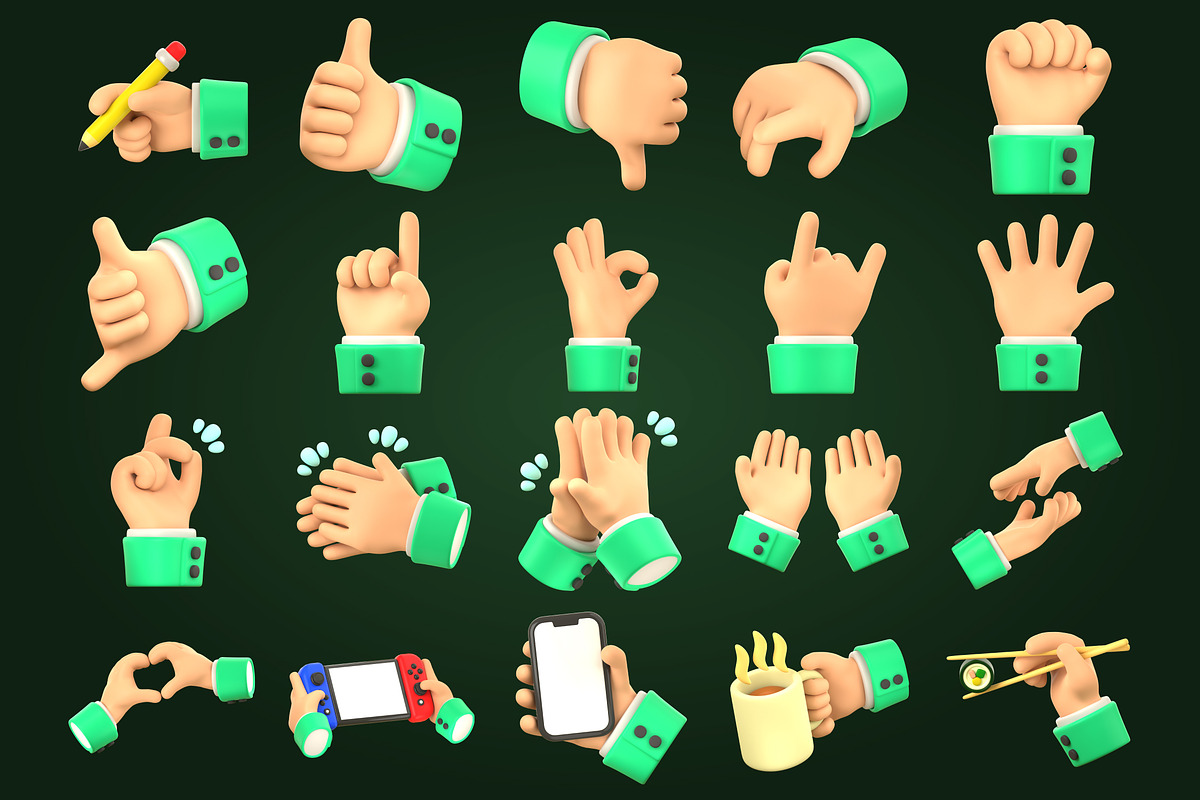 3D Hand Gesture Illustration, an Object 3D Model by SLAB! Design (Photo 4 of 4)