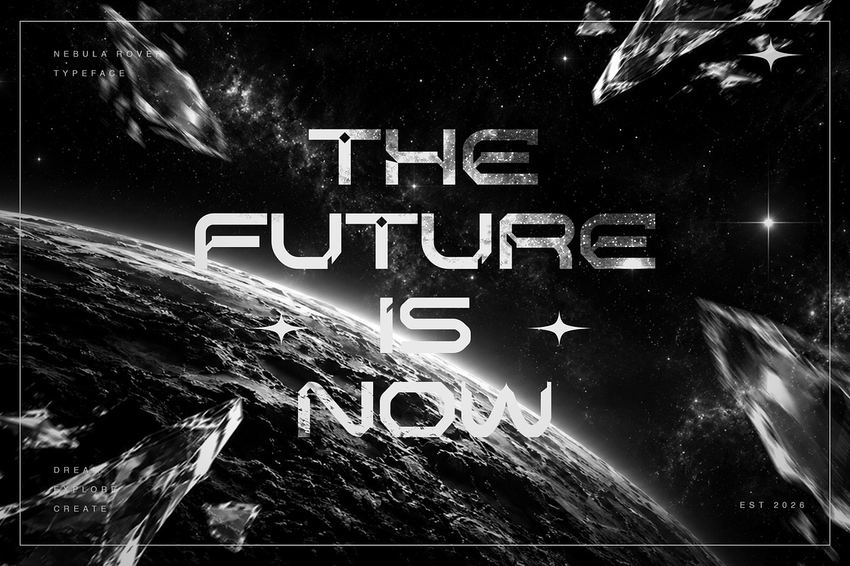NEBULA ROVER - Futuristic Sci-Fi, a Blackletter Font by Brainwave (Photo 7 of 8)