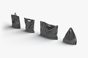 4 Black Plastic Bag Stand 3D Model