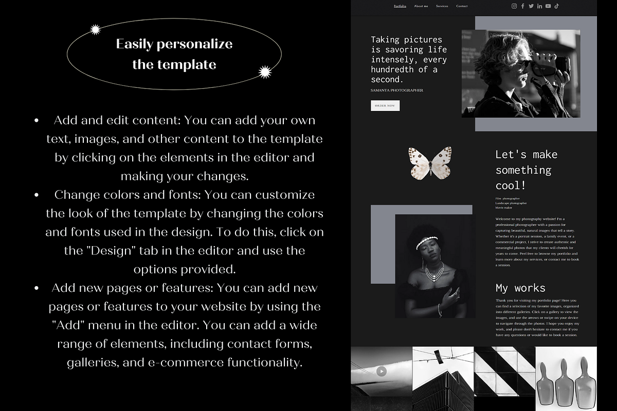 Wix Website Template Photography, a Wix Template by Wixify Studio (Photo 6 of 7)