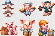 Three Little Pigs Clipart, an Illustration by Black Bird Studio (Thumbnail 3 of 6)
