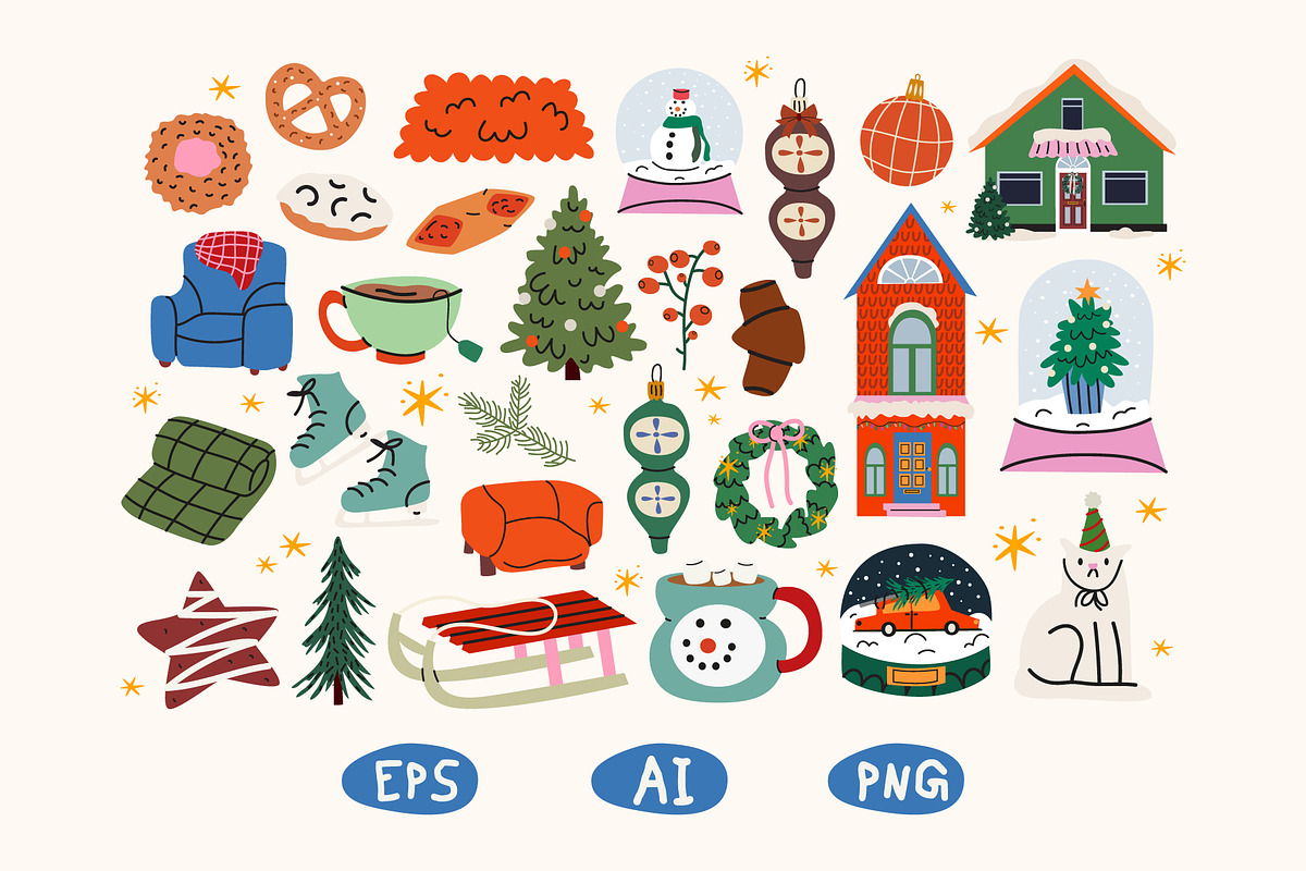 Festive winter holidays bundle, a Seasonal Illustration by Luamor (Photo 2 of 9)