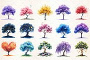 Watercolor Dreaming Trees Clipart, an Illustration by Rose Art (Thumbnail 2 of 7)