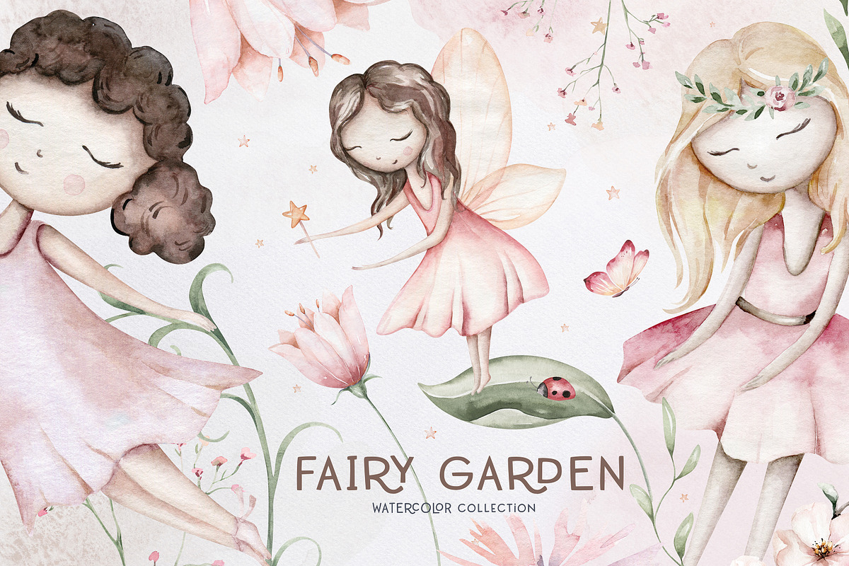 Fairy garden watercolor collection, an Object Graphic by Peace ART (Photo 1 of 14)