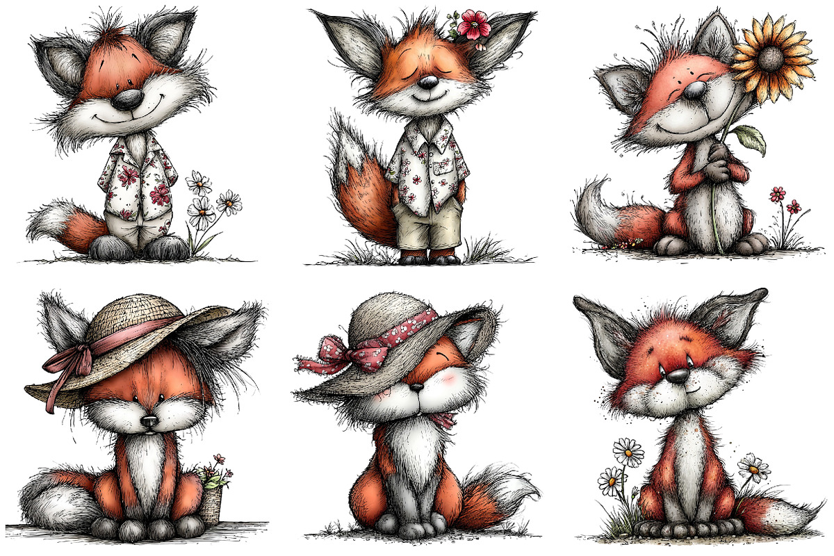 Whimsical Summer Fox Clipart, an Illustration by DreamArtGraphic (Photo 4 of 4)