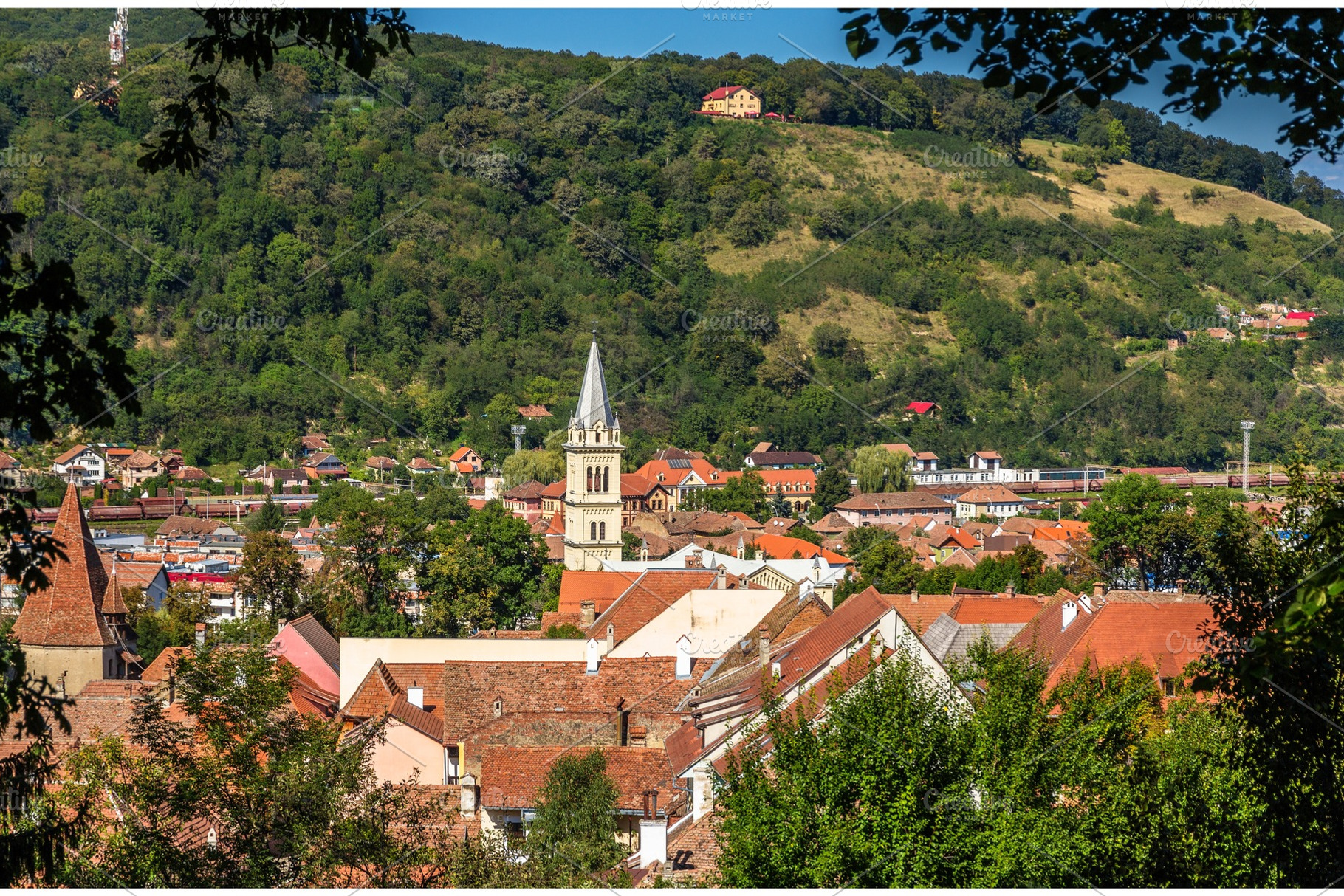 View of Sighisoara town in Romania, an Architecture Photo by Leonid Andronov