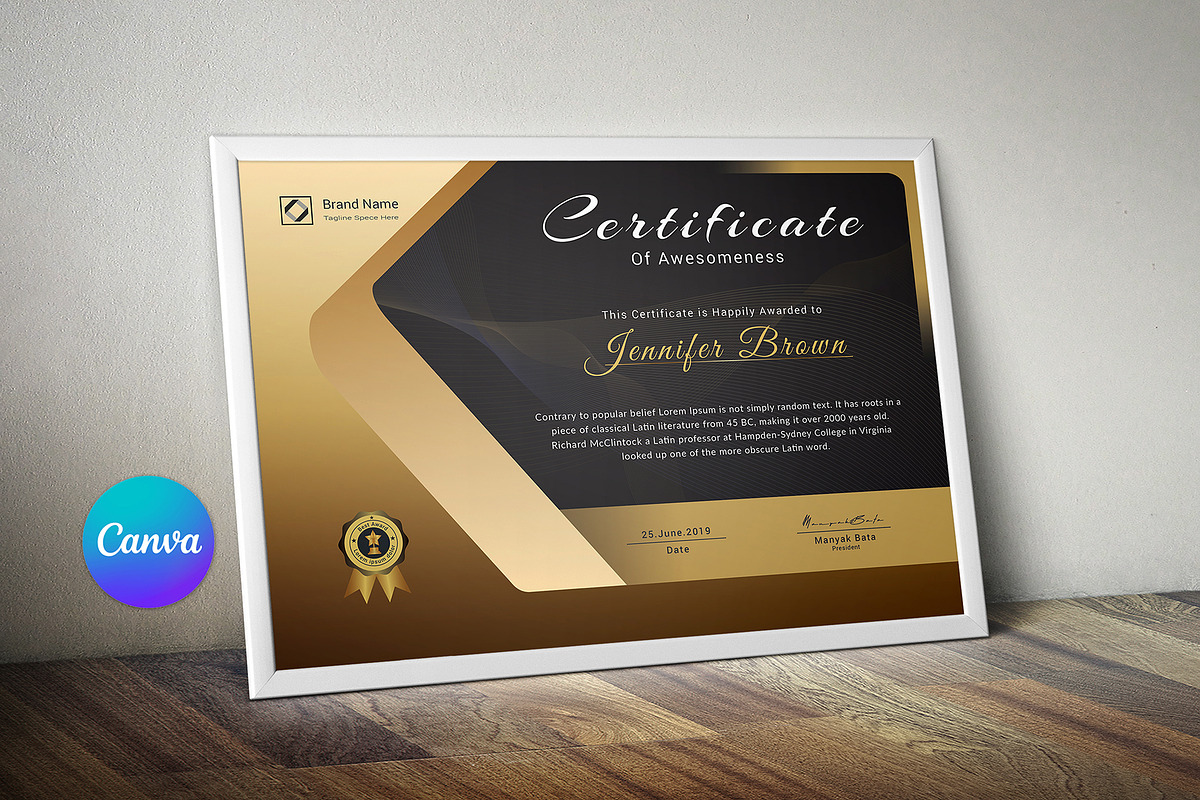 Canva Certificate Template, a Stationery Template by DesignDevisers (Photo 4 of 9)