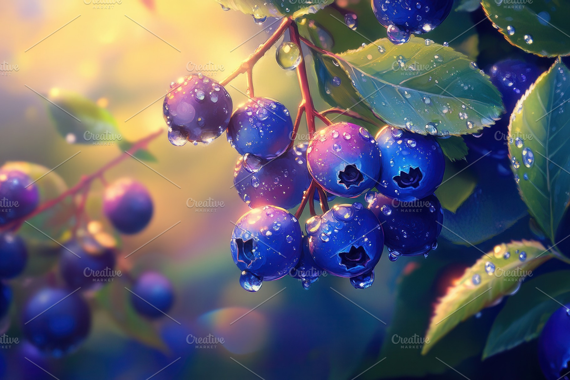 Bunches of ripe blueberries, a Photo by Pavel_design