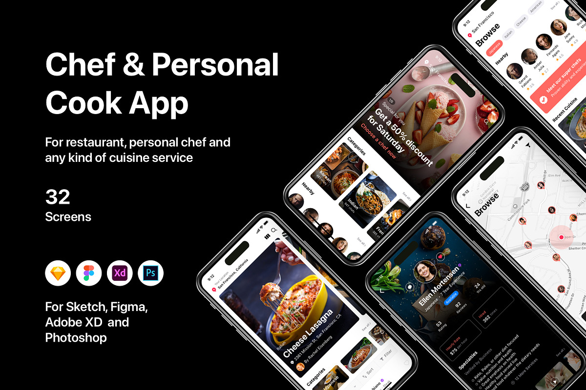 Chef & Personal Cook App, an UI Kit Template by flr.24 (Photo 1 of 2)