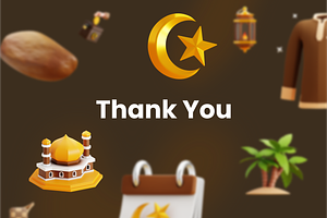 Ramadan And Eid Mubarak 3D Icons