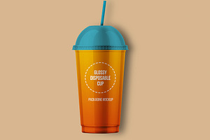 Glossy Disposable Cup Mockup