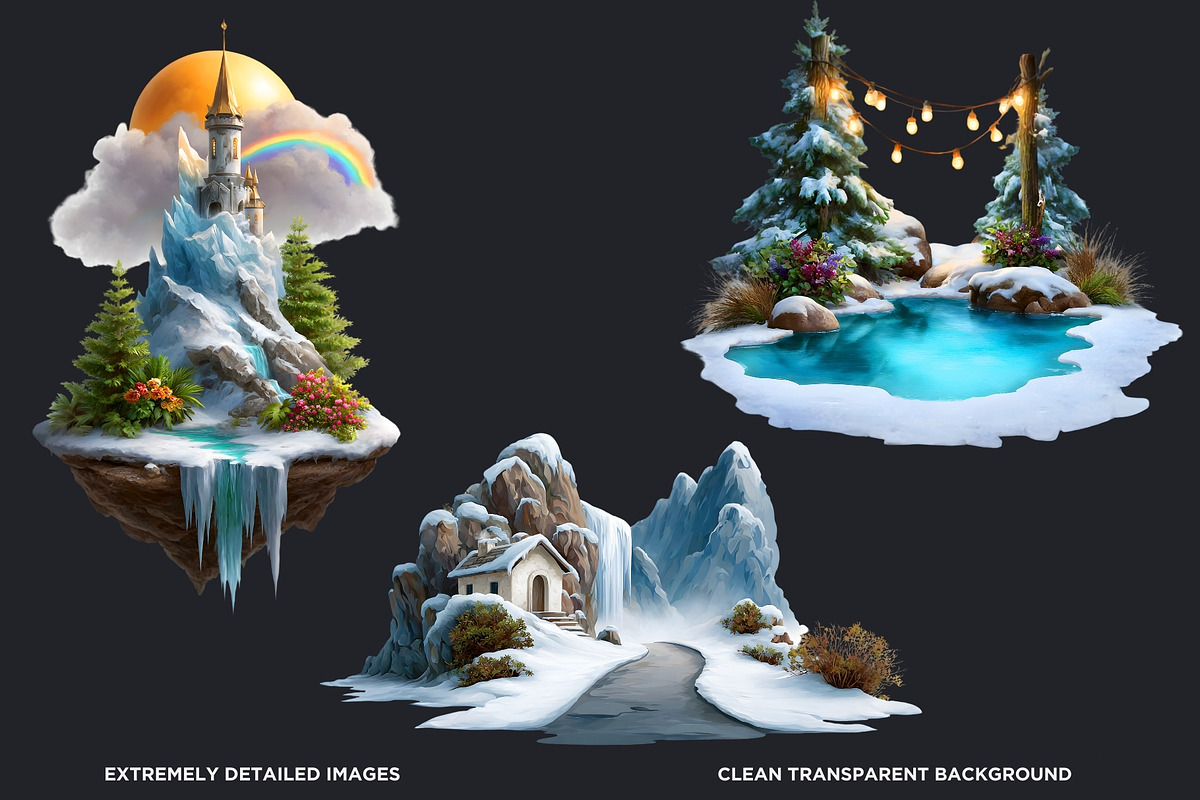Watercolor Winter Scenes Cliparts, a Seasonal Illustration by ThatsDesignArt (Photo 3 of 17)