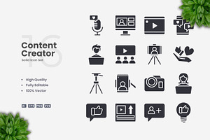 Content Creator Solid Icons, an Icon by Upnowgraphic