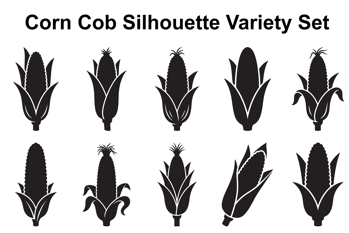 Fresh Corn Cob Silhouette Set, an Object Graphic by Designs_River (Photo 1 of 3)
