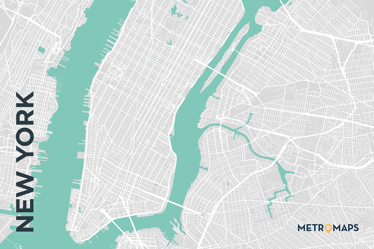 MAP SET - Pale / Turquoise - 15 Maps, a Graphic by MetroMaps (Photo 12 of 16)