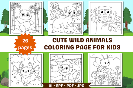 Cute Wild Animals Coloring Page
