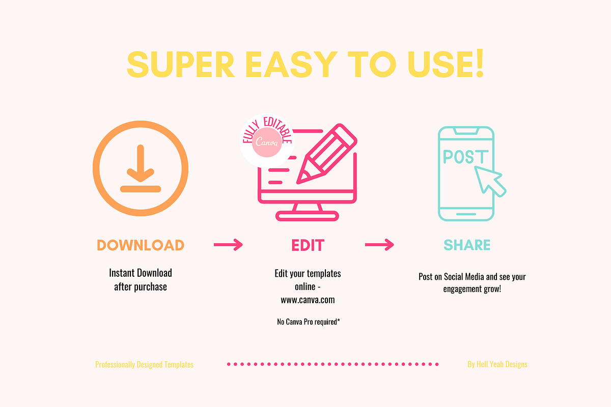Bold Instagram Templates Canva, a Social Media Template by Hell Yeah ...