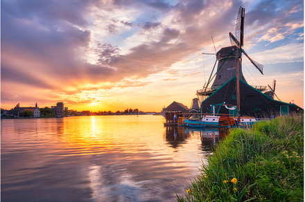 Windmills at Zaanse Schans in, an Architecture Photo by f9photos