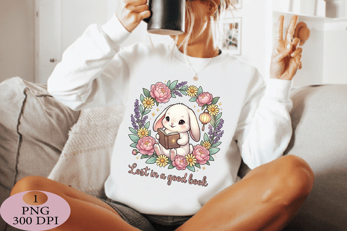 Lost in a Good Book Bunny PNG, an Illustration by Daily.Designs (Photo 5 of 5)