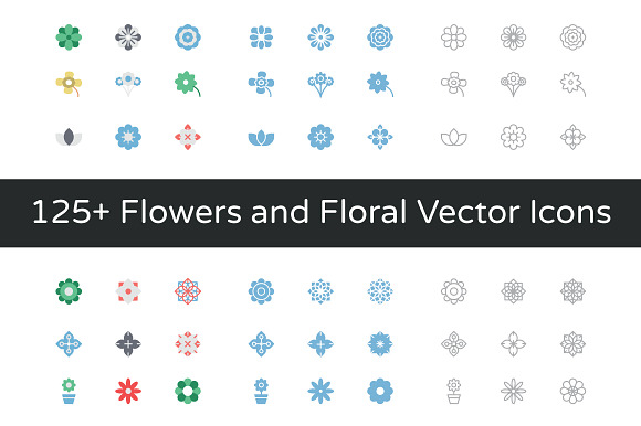 125+ Flowers and Floral Vector Icons preview 5
