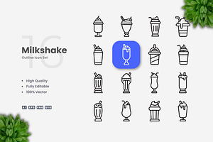 Milkshake Outline Icons, an Outline Icon by Upnowgraphic