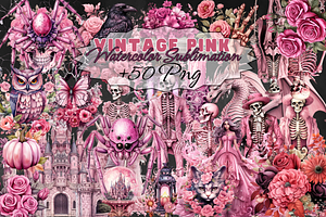 Vintage Pink Watercolor Sublimation