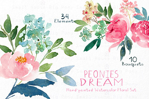 Peonies Dream - Watercolor Floral Se