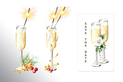 Festive Champagne, a Food Illustration by Daria Ustiugova (Thumbnail 4 of 10)