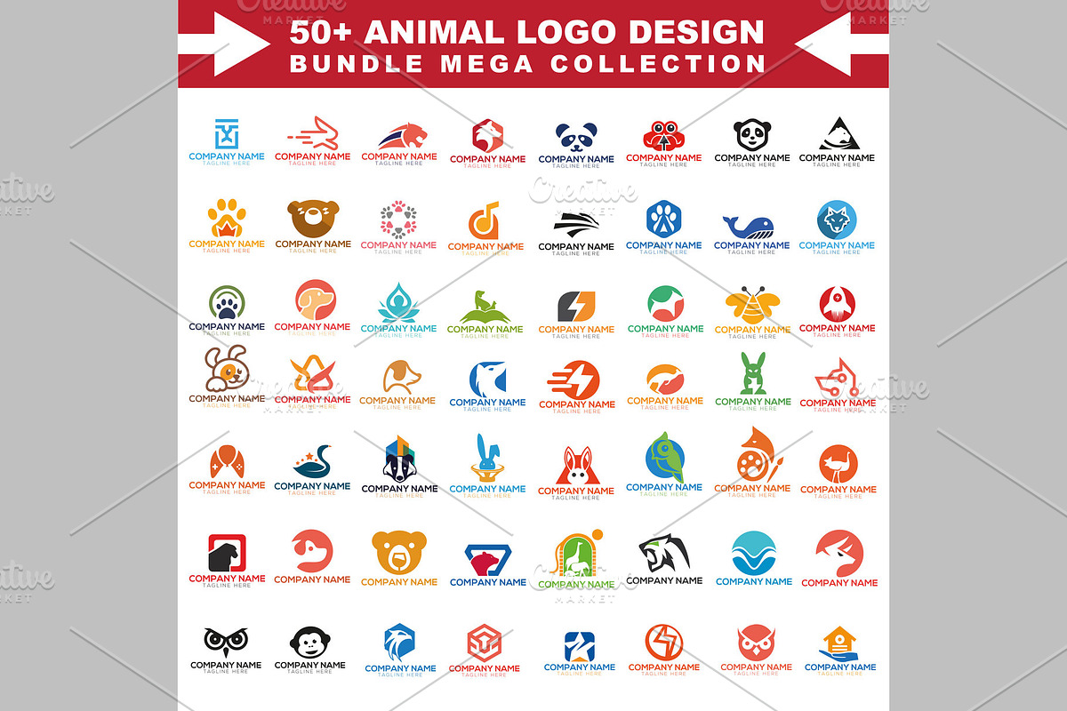 Big set animal logo creative Bundel