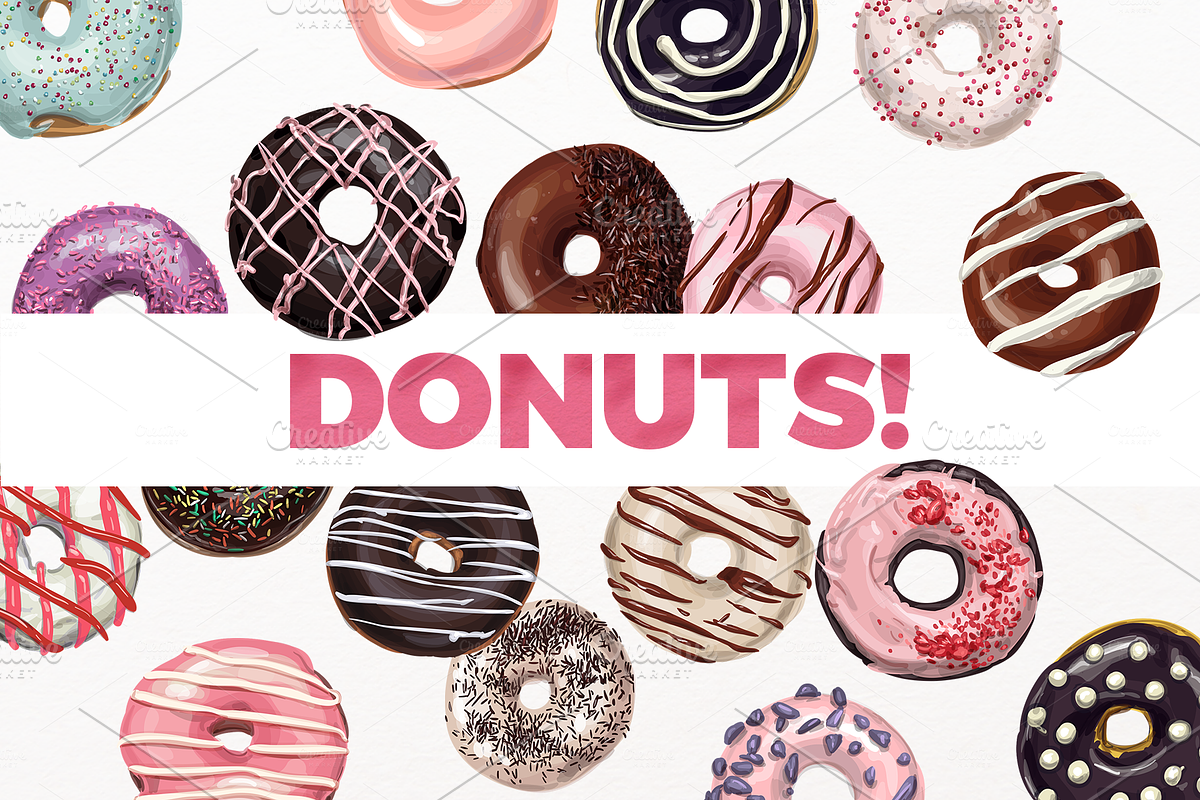 Donuts VECTOR illustrations, a Food Illustration by Natalka Dmitrova art (Photo 10 of 27)