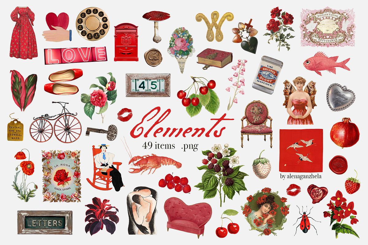 Maison Rouge – Vintage Red Ephemera, an Object Graphic by alenaganzhela (Photo 3 of 9)
