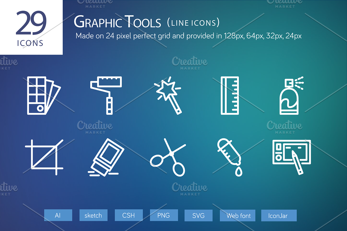 29 Graphic Design Line Icons