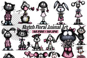 whimsical floral animal clipart PNG, an Illustration by one-touch (Thumbnail 1 of 18)