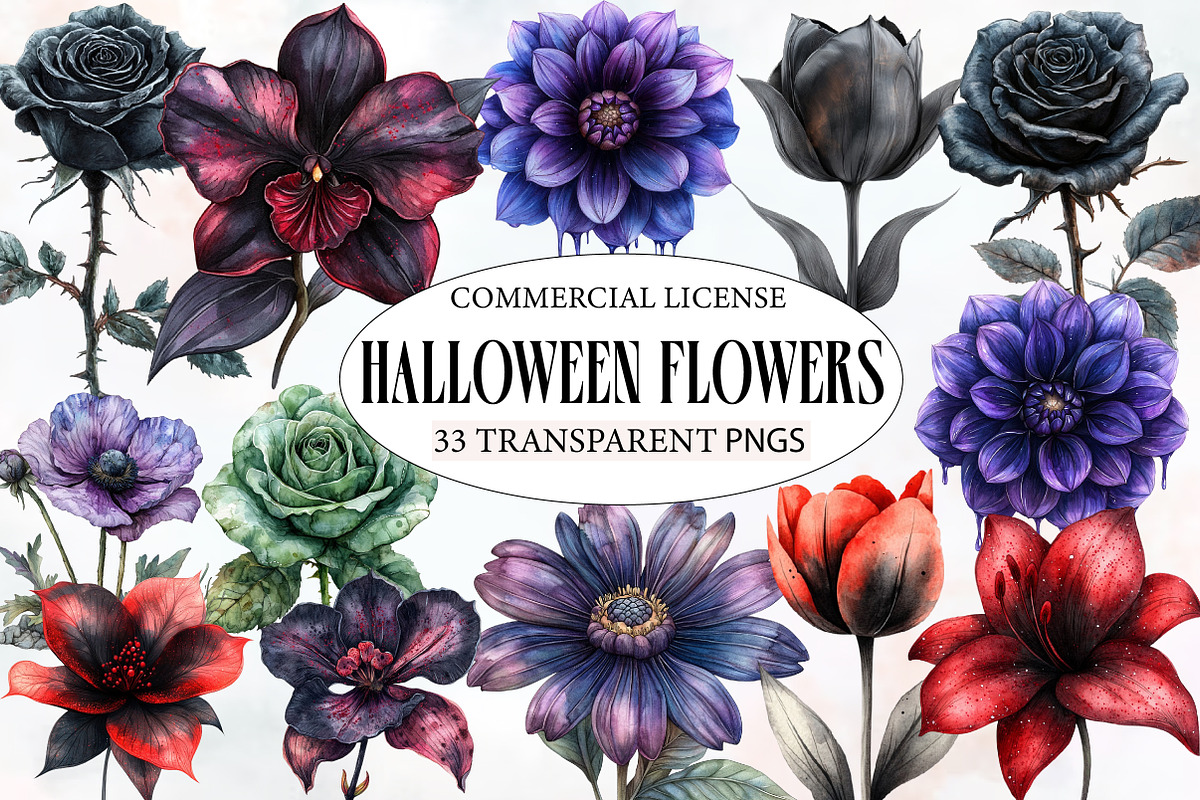 Halloween Flowers Clipart, an Illustration by Designworld (Photo 1 of 5)