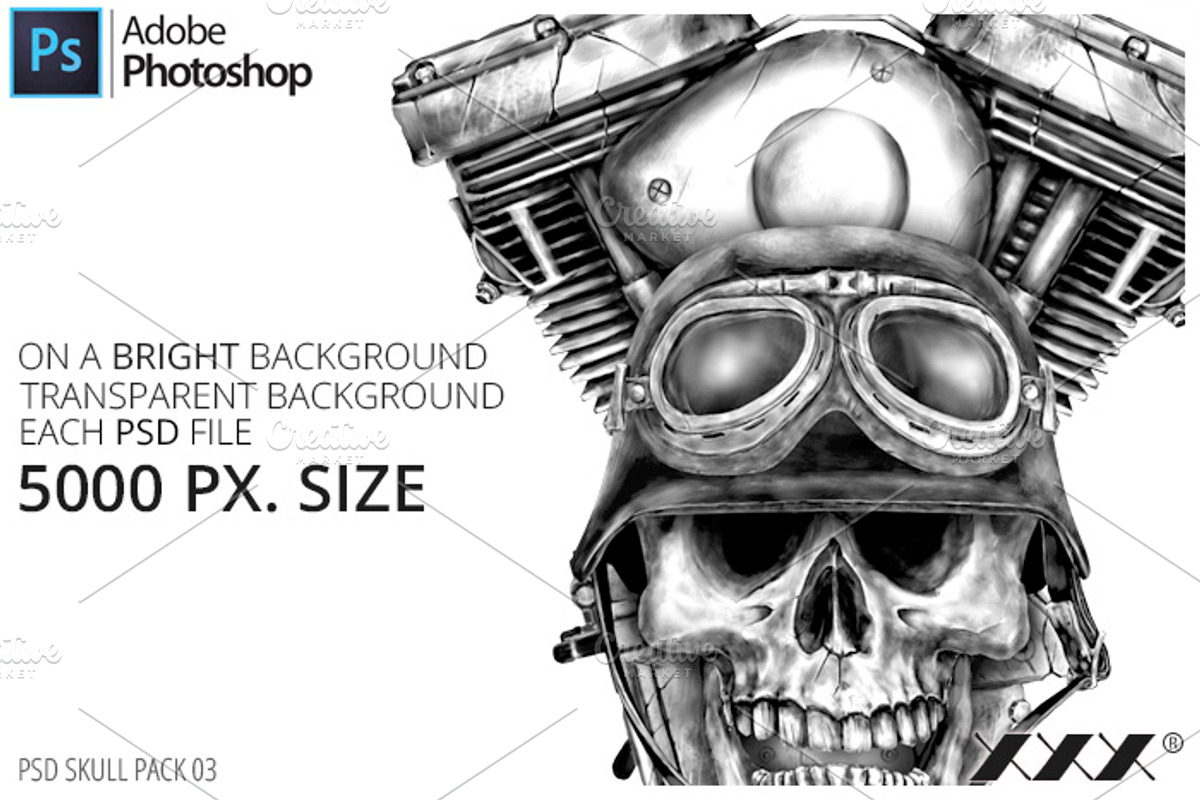 Motorcycle Skull T-Shirt Design Moto, an Illustration by XXX (Photo 1 of 2)