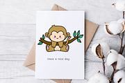 cute monkey, monkey clipart, kawaii, an Animal Illustration by Nattapohncha (Thumbnail 2 of 3)