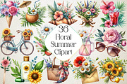 Floral Summer Sublimation Clipart, an Illustration by DreamPrint404 (Thumbnail 1 of 5)