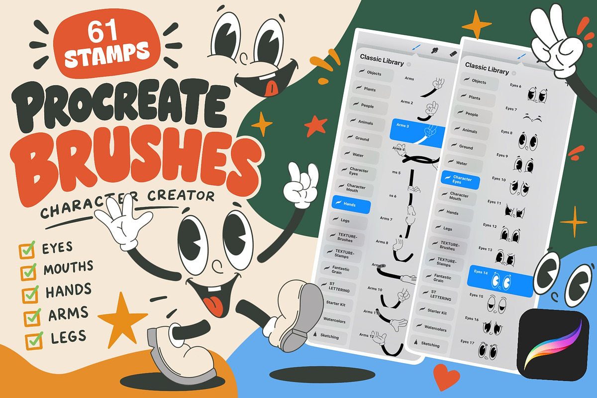 Procreate Cartoon Stamp Brushes, a Brush Add-On by Alina Sh (Photo 1 of 7)