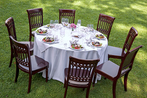 Dinner table in garden, a Food & Drink Photo by BOOCYS