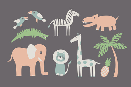 African Animals Clipart and Patterns