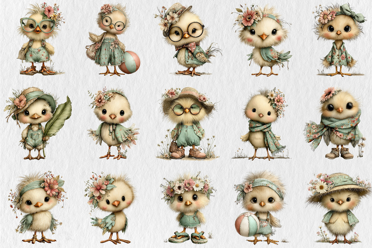 Summer Funny Chick Clipart, a Seasonal Illustration by Rose Art (Photo 3 of 6)