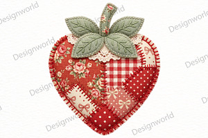 Faux Patchwork Strawberry PNG, a Seasonal Illustration by Designworld