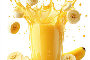 Banana juice splash with bananas iso, a Food & Drink Photo by Pixeness Studio
