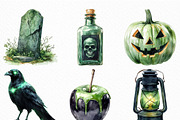 Black Green Halloween Clipart Bundle, an Illustration by Craft Nest (Thumbnail 5 of 6)