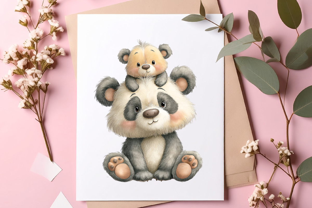 Mom and baby animals clipart, an Illustration by SinaCreation (Photo 5 of 8)