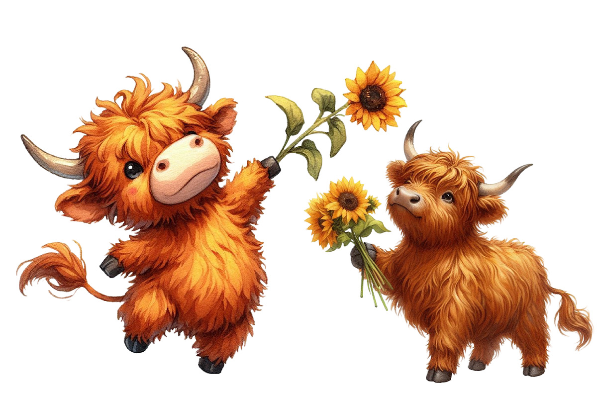Highland Cow with Sunflowers, an Illustration by Designworld (Photo 5 of 7)