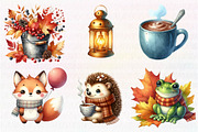 Kawaii Cozy Fall Autumn Clipart, an Illustration by CreationArt (Thumbnail 3 of 5)