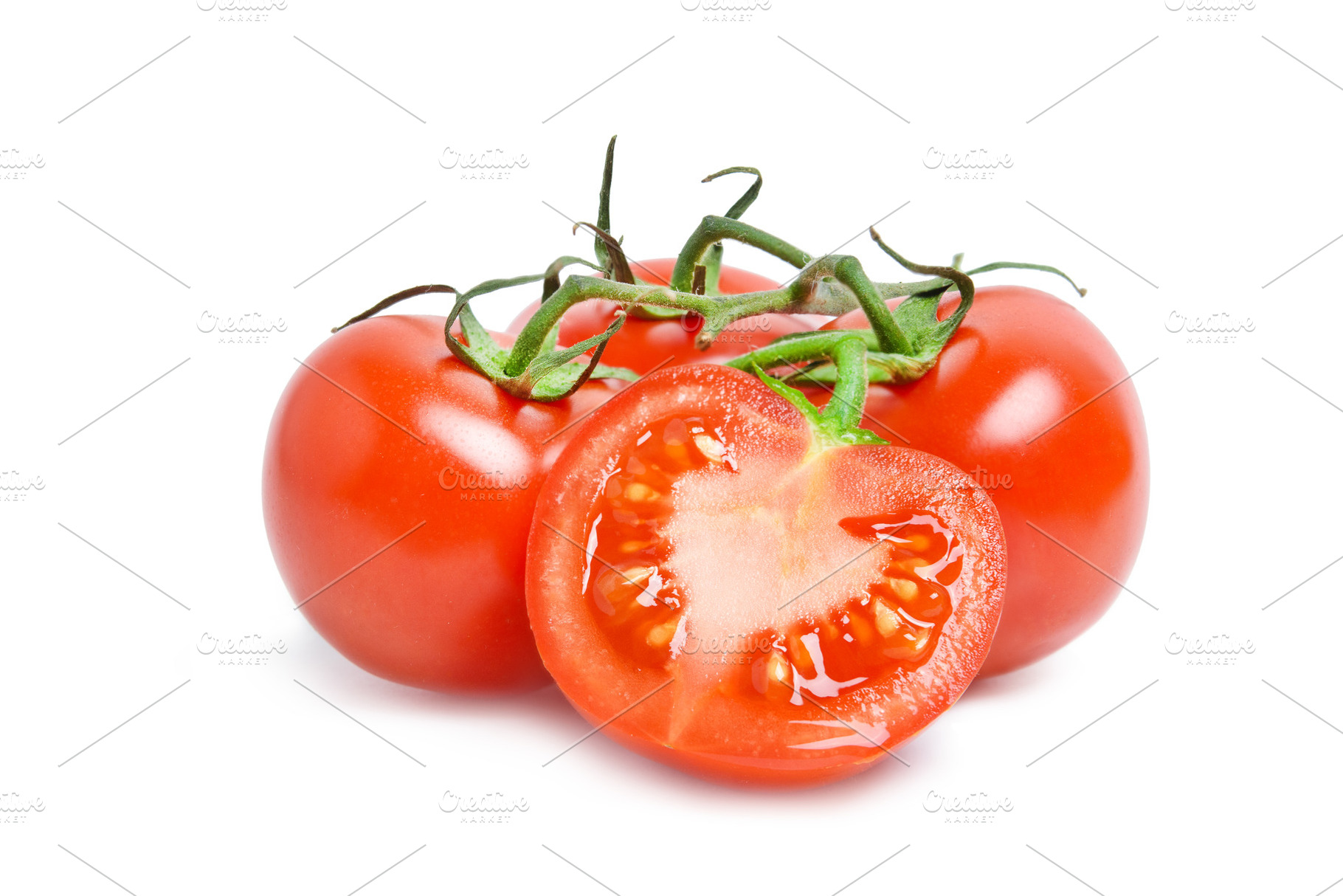 Four red ripe tomatoes with shadow i, a Food & Drink Photo by Edgieus