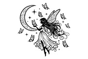 Fairy Moon Butterfly Silhouette, an Object Illustration by Gaye Art (Thumbnail 12 of 31)