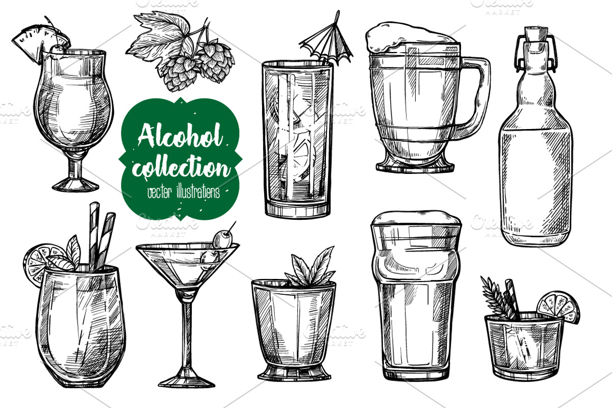 Alcohol vintage illustration, a Food Illustration by Alfazet Chronicles